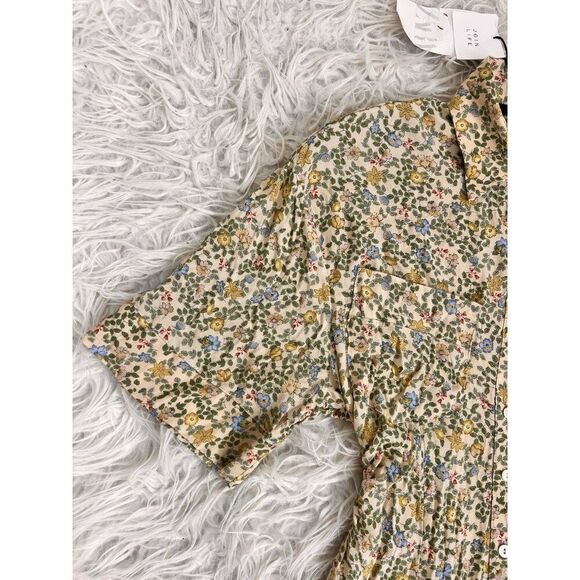 ZARA Yellow Floral Printed Vintage Inspired Maxi Midi Shirt Dress Small NWT Boho - Picture 13 of 14